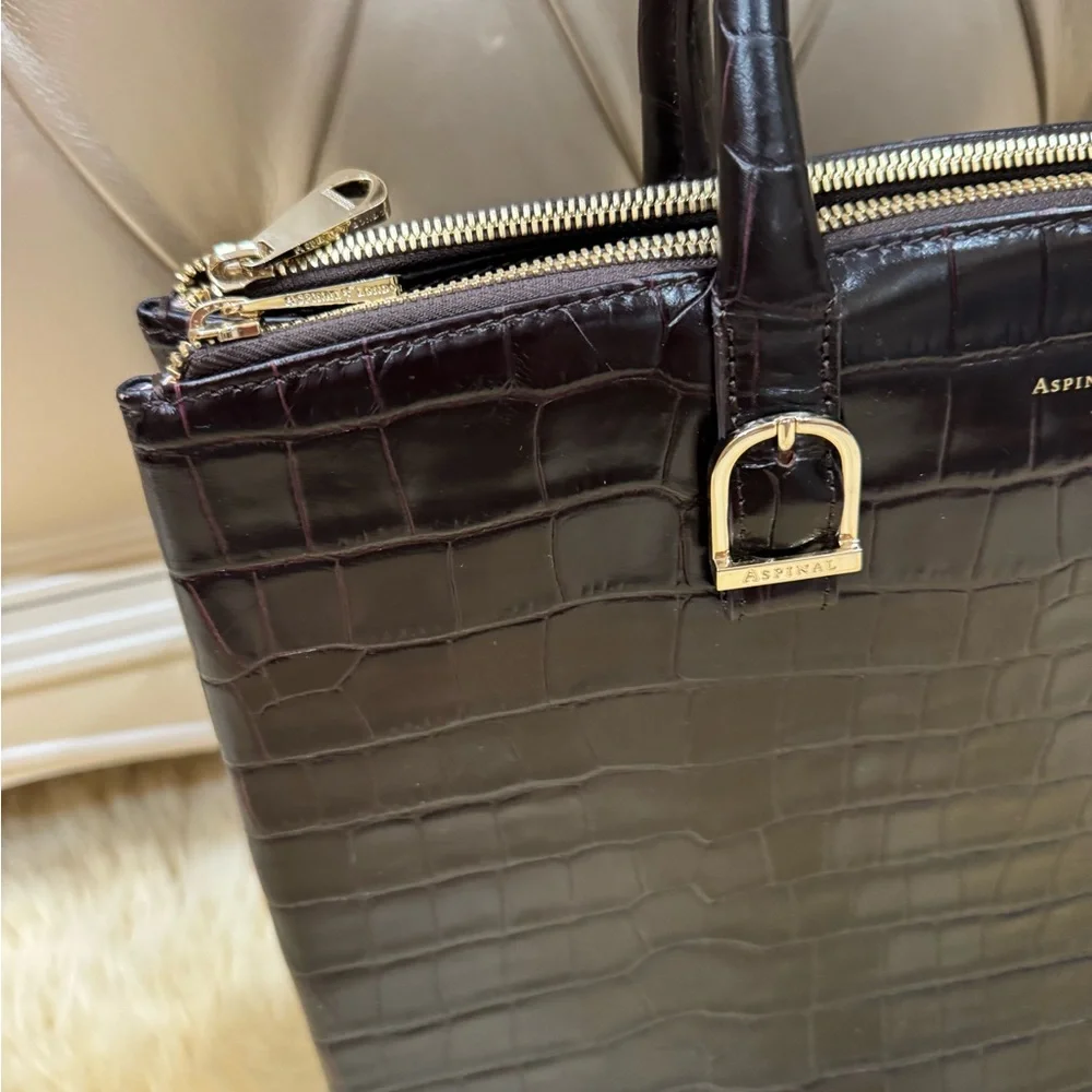Aspinal of London Croc-Embossed Editors Tote Bag - Picture 6 of 10